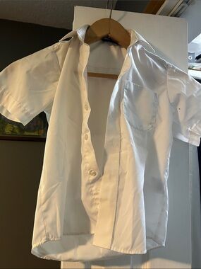 Classic White Short-Sleeve Kids Dress Shirt